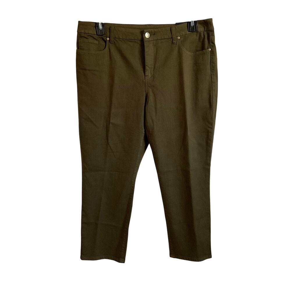 Chico’s So Slimming Girlfriend Ankle‎ Green Pants - Size 14 Petite